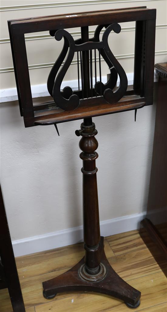 A William IV rosewood duet stand, H.113cm